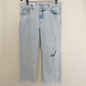GAP Low Rise Stride Wide Leg Distressed Jeans Light Bleached Destroy 30P
